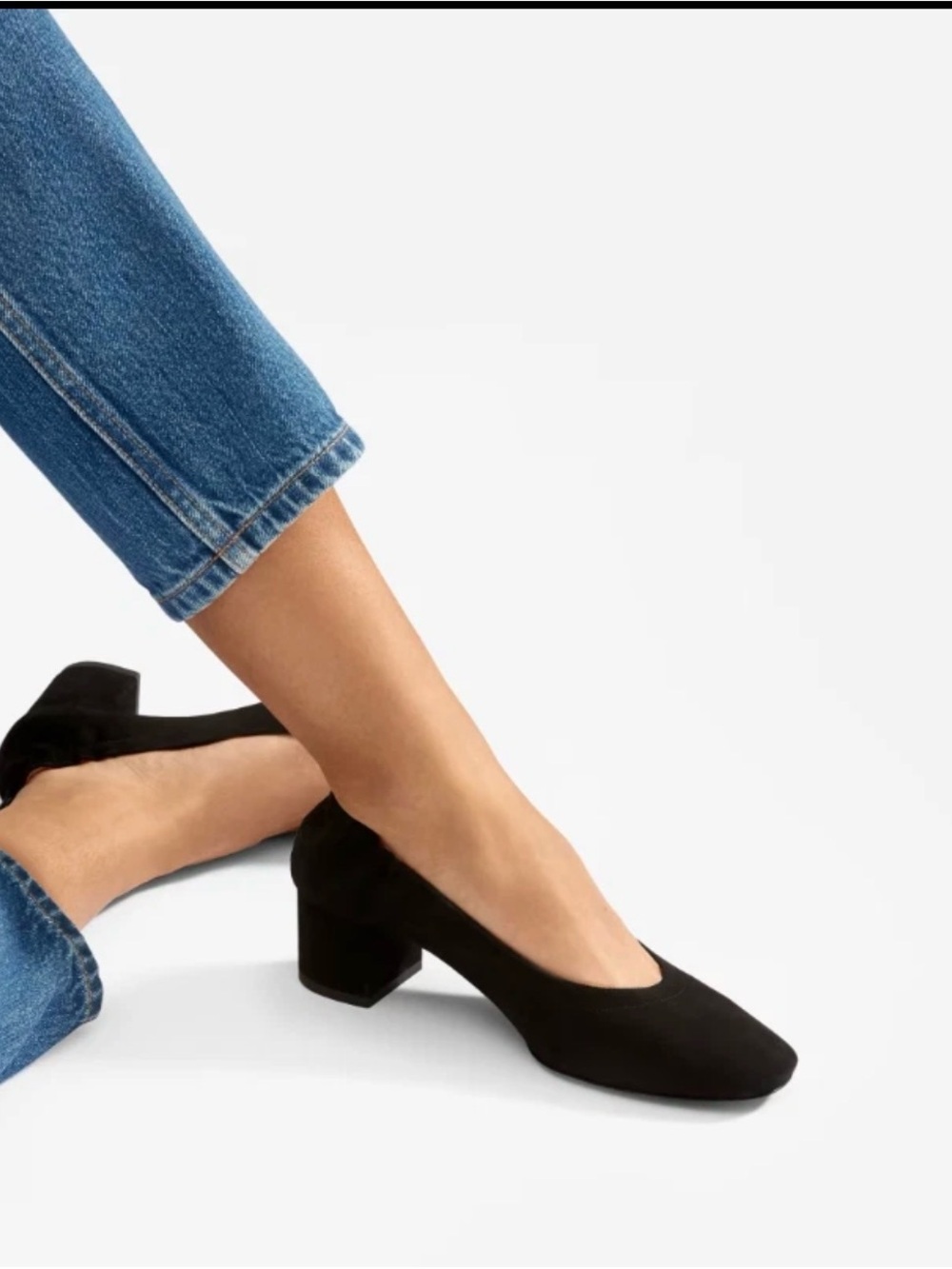 Everlane The Day Heel Black Italian Suede Pumps Size 9 Made in Italy
